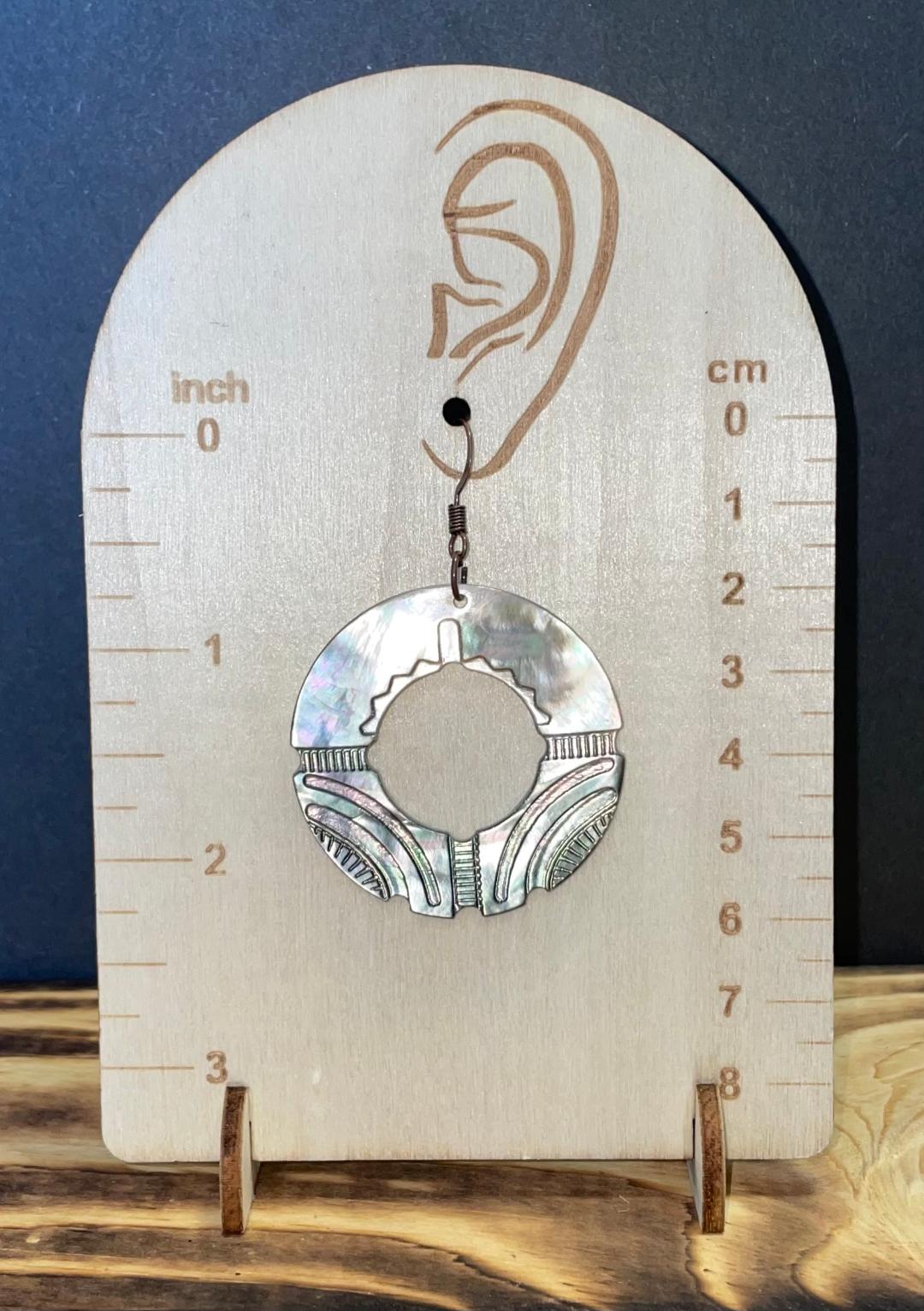 NEW Exotic Large Hoop Mother of Pearl Drop Earrings