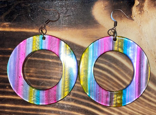 NEW Exotic Large Hoop Rainbow Drop Earrings