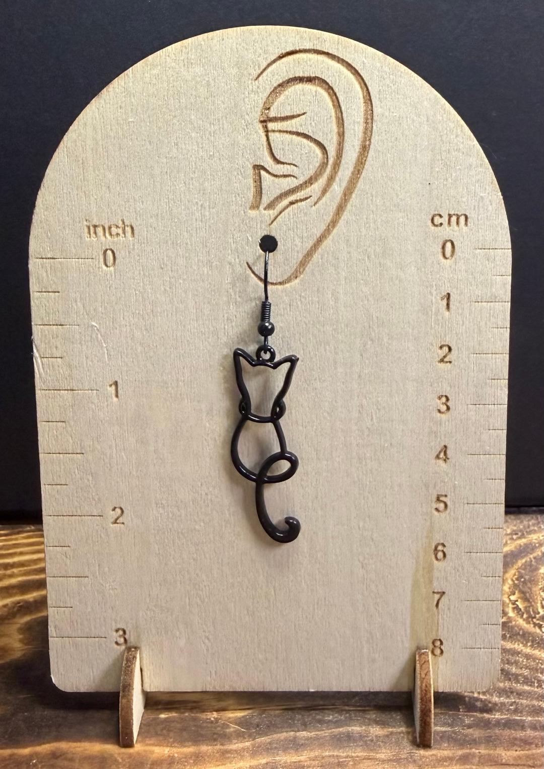 NEW Hollow Black Cat Outline Earrings
