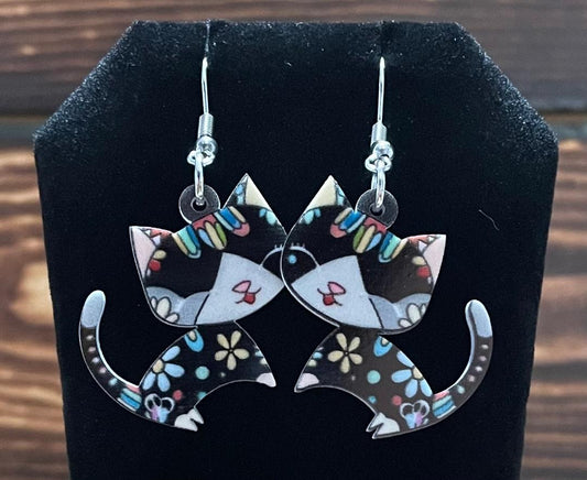 NEW Multicolor Acrylic Mexican Style Kitten Cat Earrings