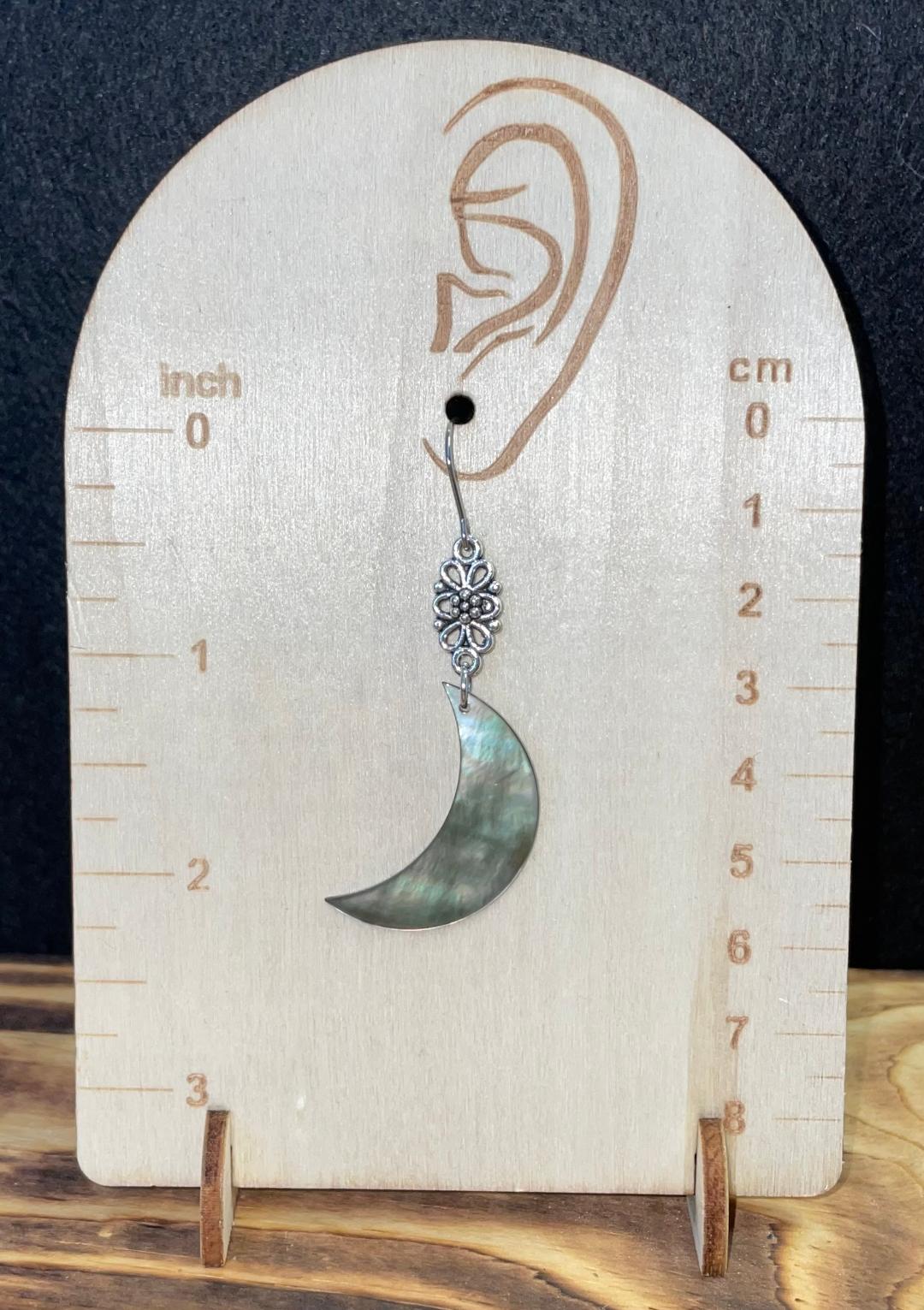 NEW Crescent Moon Natural Black Lip Shell Charm Earrings