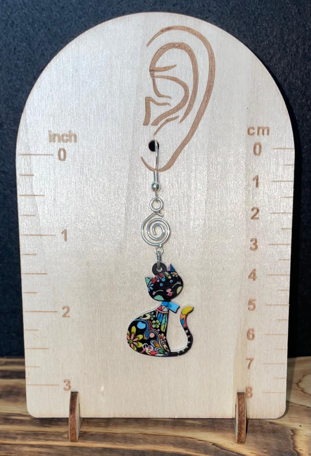 NEW Boho Mexican Style Colorful Acrylic Cartoon Black Cat Earrings