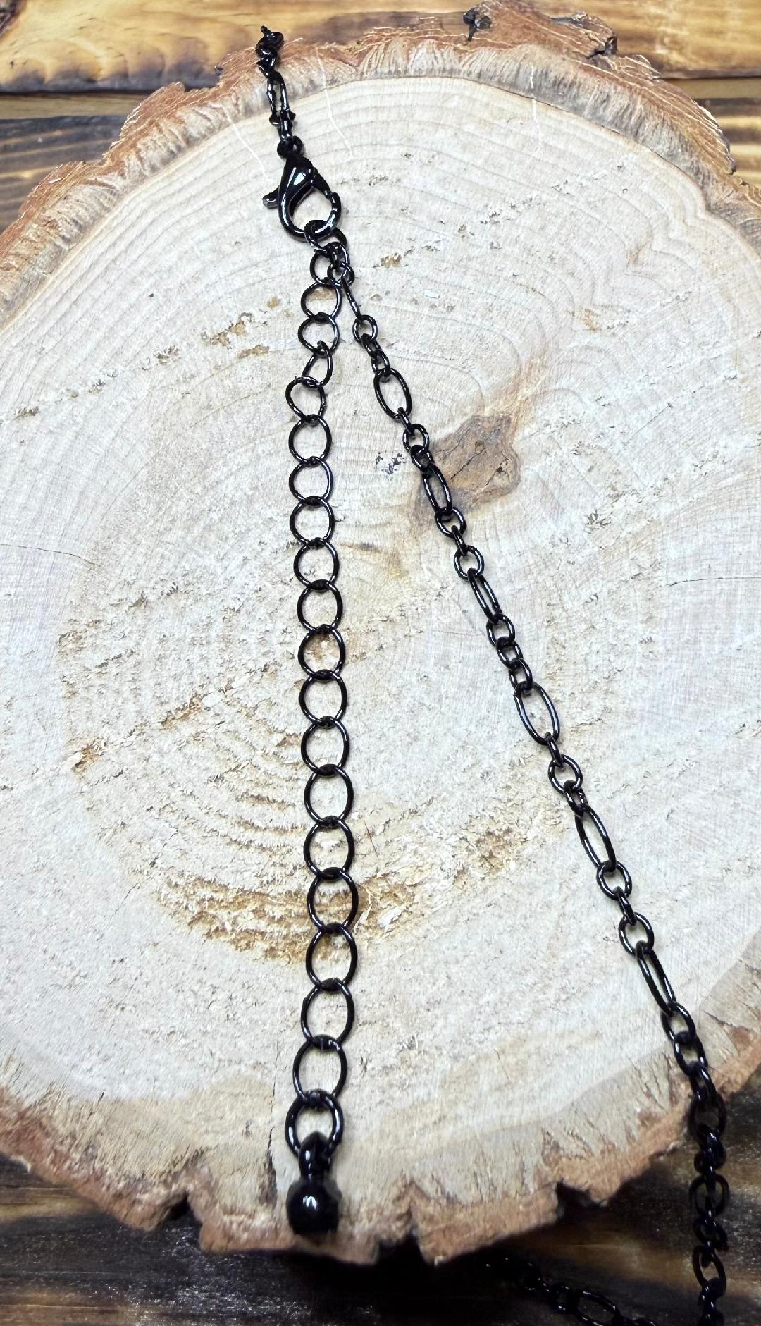 NEW High Society Lady in Black & White Polka Dot Dress 30" Necklace