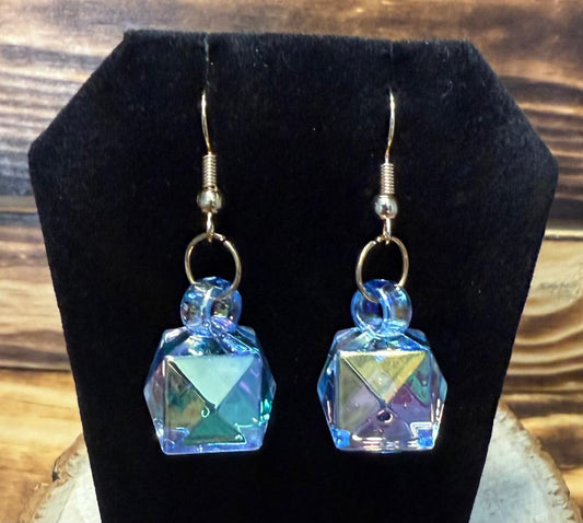 NEW Blue Iridescent Acrylic Faceted Ice Cube Earrings