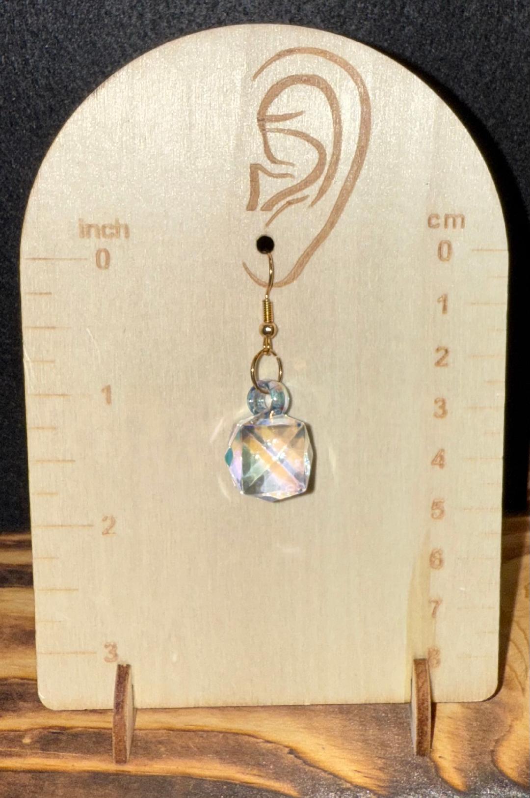 NEW Blue Iridescent Acrylic Faceted Ice Cube Earrings
