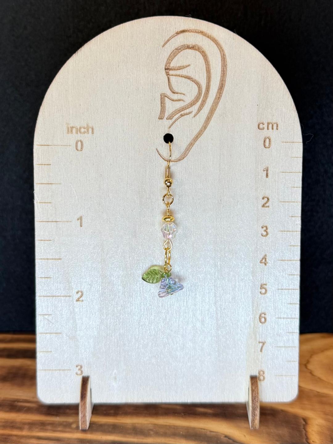 NEW Blue Glass Trumpet Flower Pendant & Bead Earrings