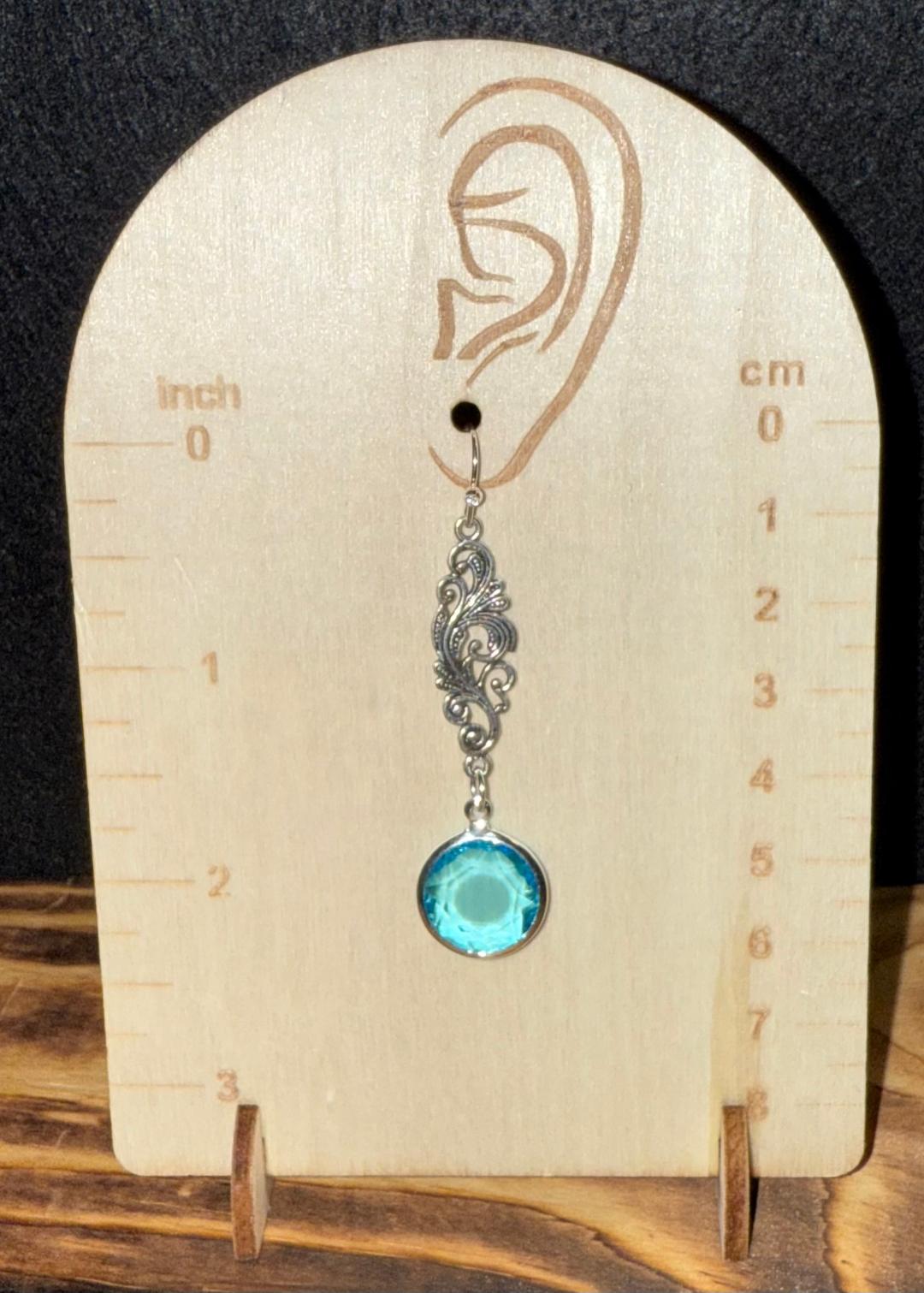 NEW Blue Stone Drop Earrings w/ Filigree Extender