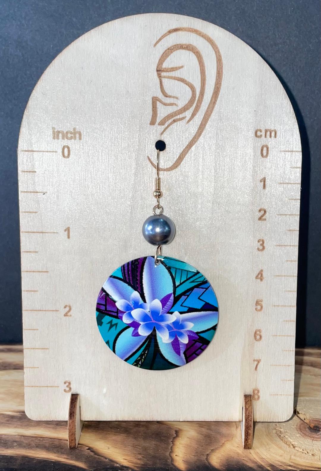 NEW Tropical Blue Flower Acrylic Vacation / Beach Earrings