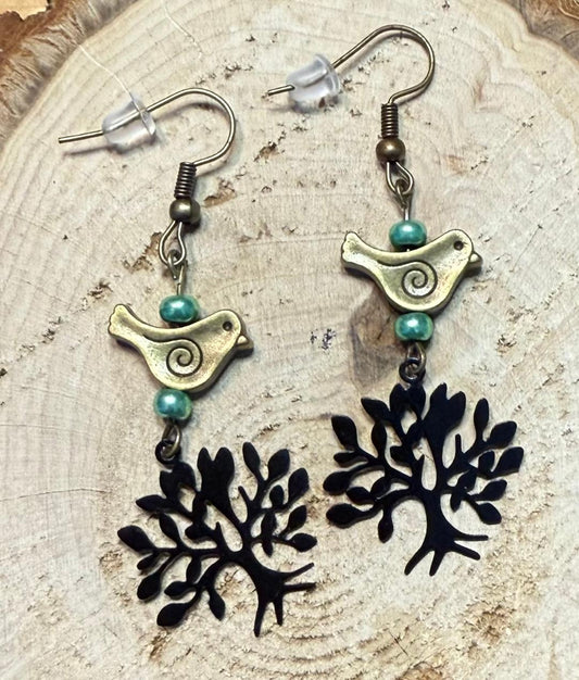 NEW Tree of Life w/ Bronze Bird Earrings