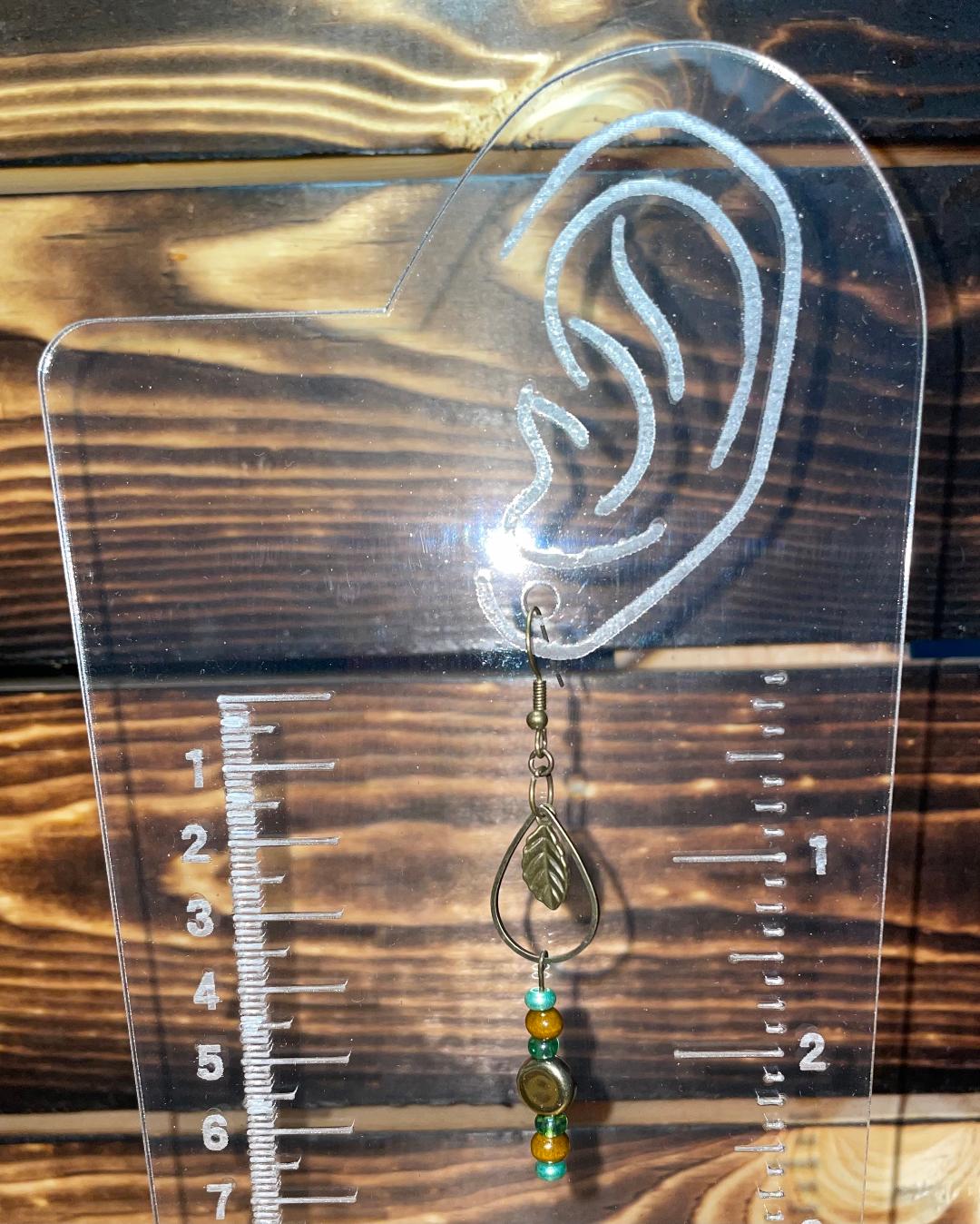 NEW Bronze Tone Boho HIppie Leaf Teardrop Hoop Drop Dangle Earrings