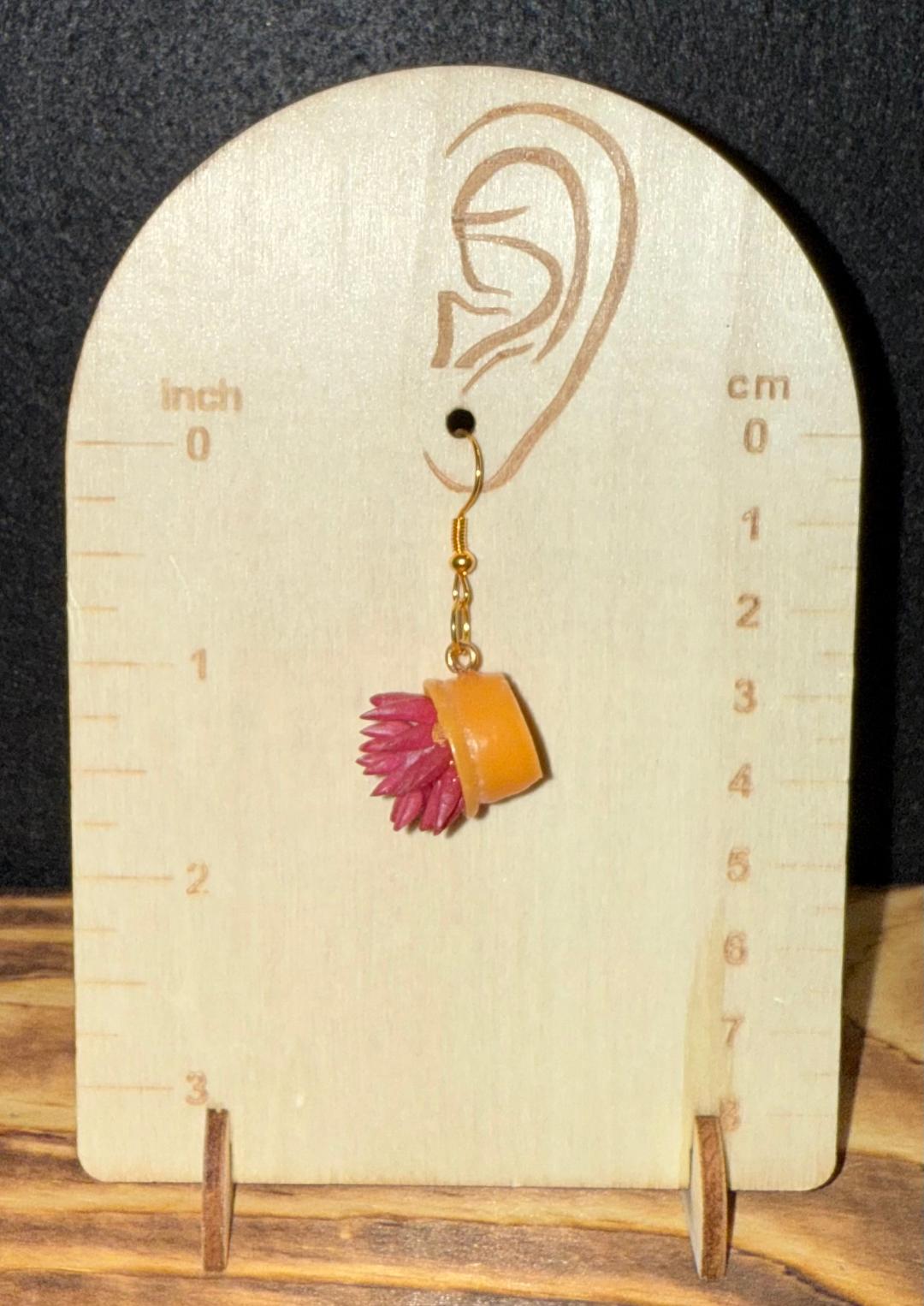 NEW Burgundy Potted Succulent Plant Earrings