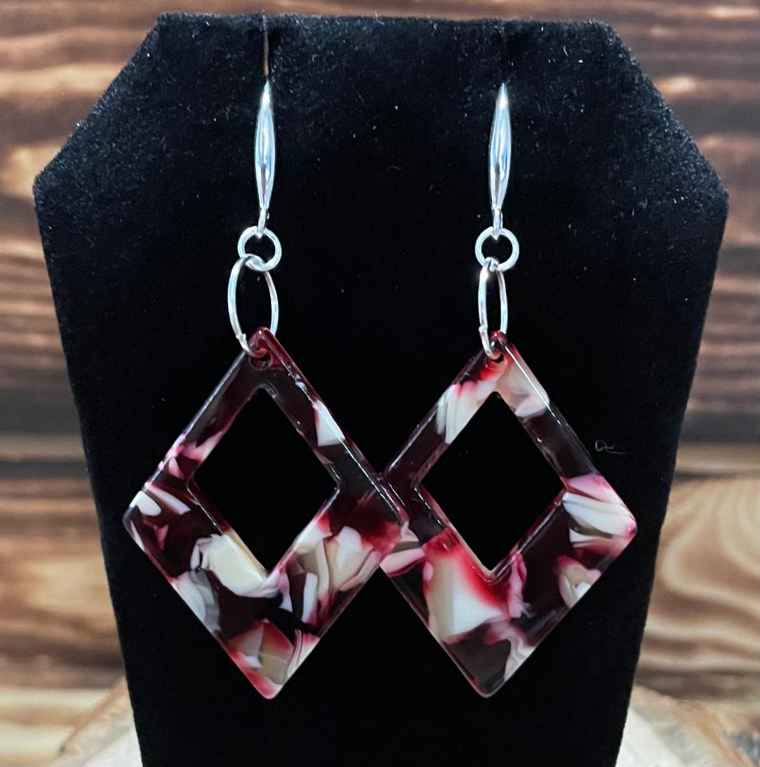 NEW Mosaic Geometric Diamond Shape Acrylic Earrings