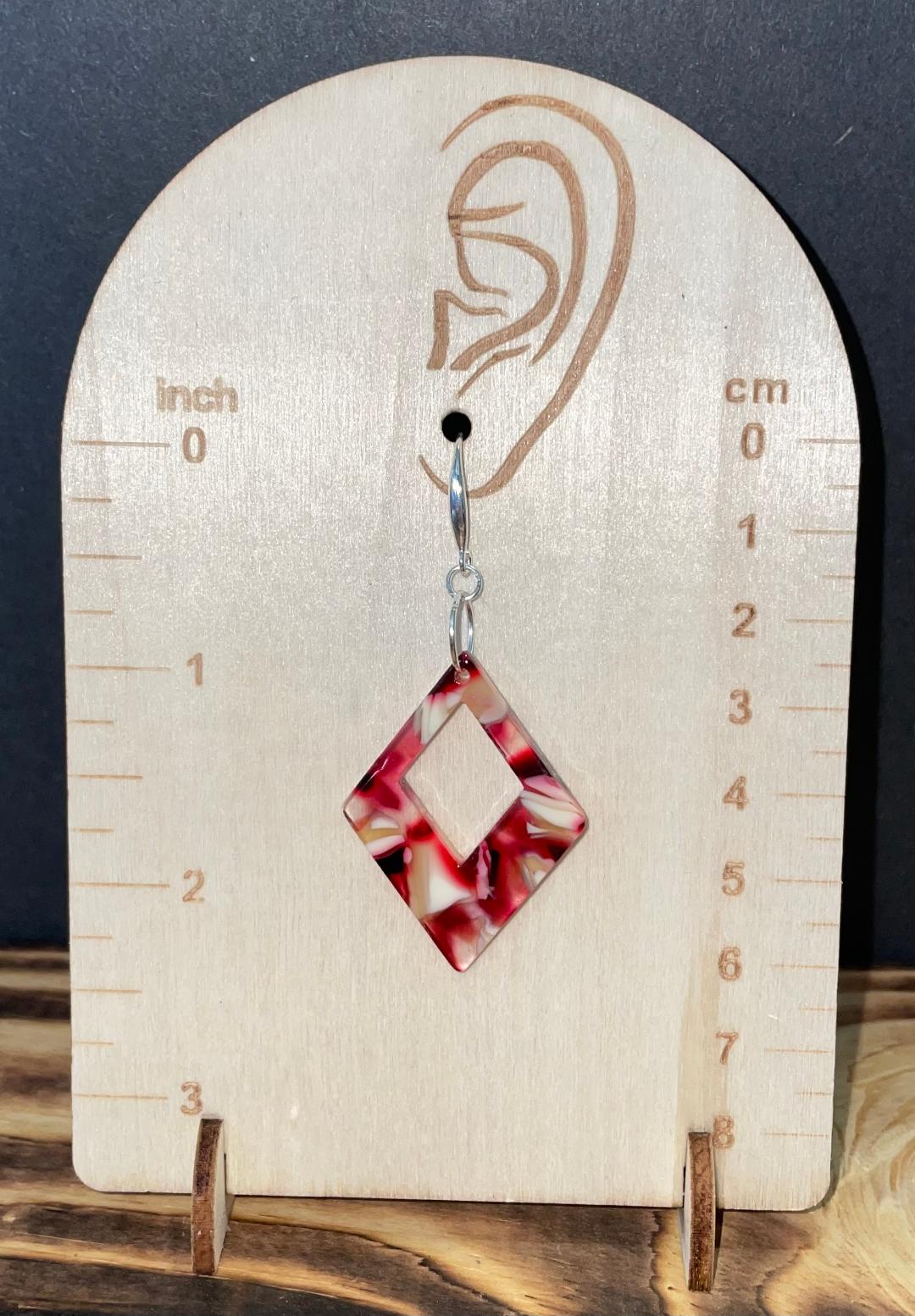 NEW Mosaic Geometric Diamond Shape Acrylic Earrings