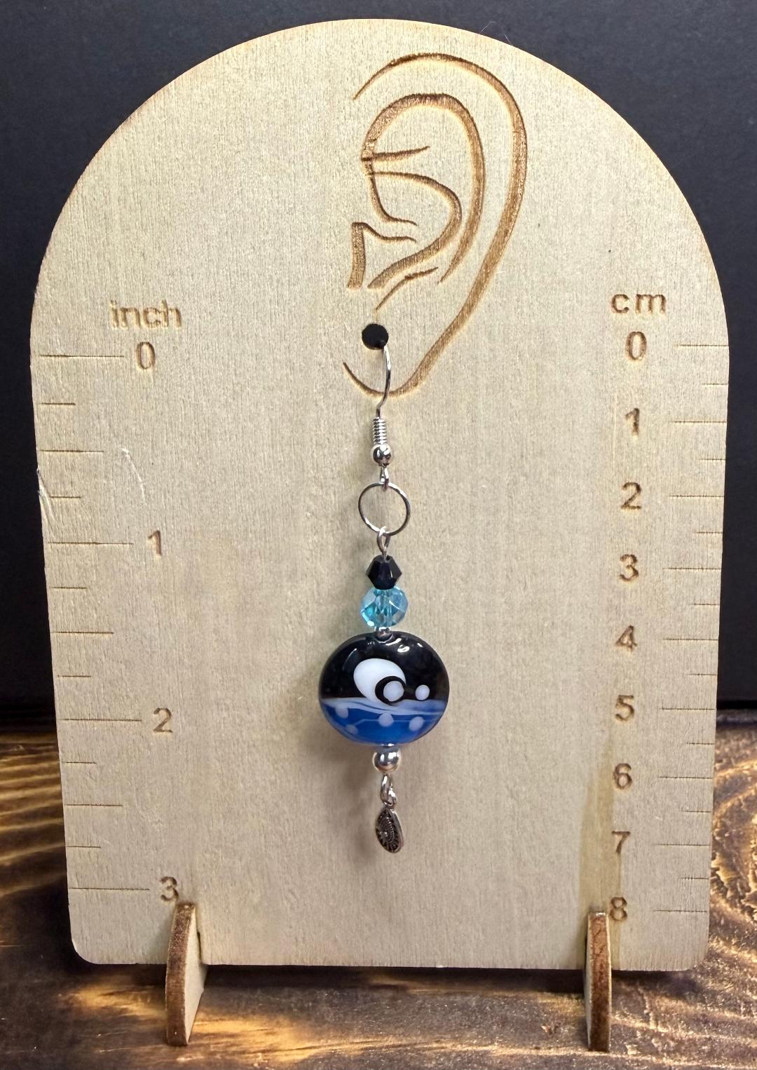 NEW Amazing Round Glass Celestial Charm Earrings w/ Faceted Glass Beads