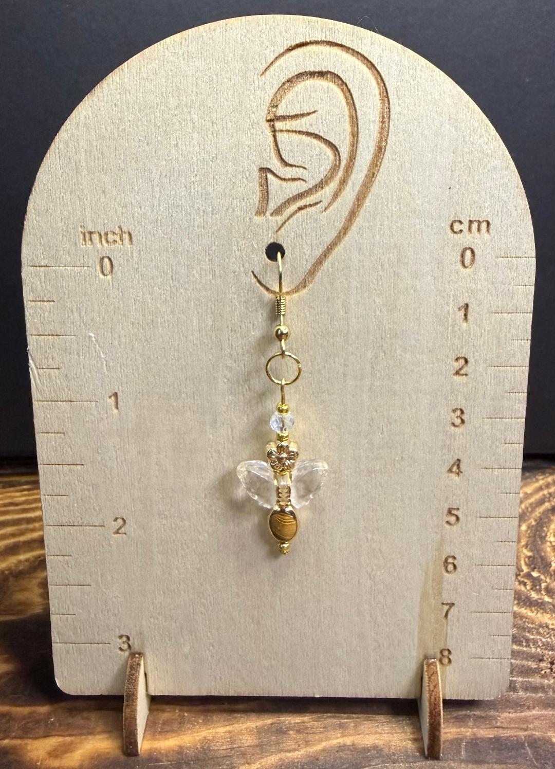 NEW Clear Butterfly Earrings w/ Flower Beads
