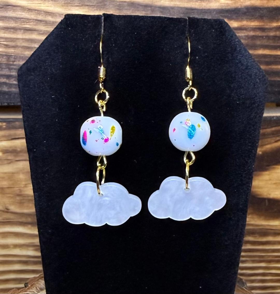 NEW Clouds & Confetti Drop Glass Bead Earrings