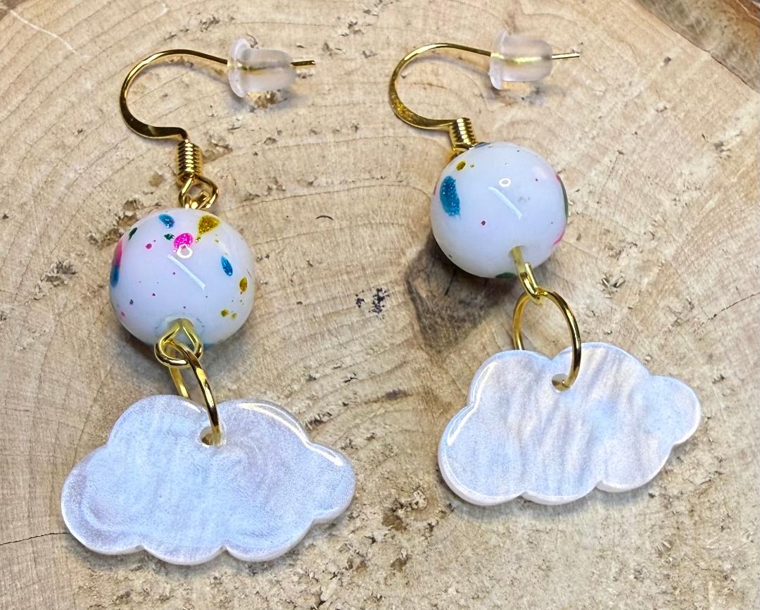 NEW Clouds & Confetti Drop Glass Bead Earrings