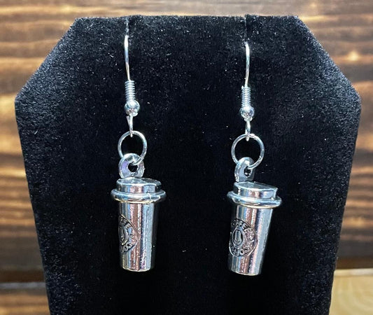 NEW Metal Alloy Coffee Cup Charm Earrings