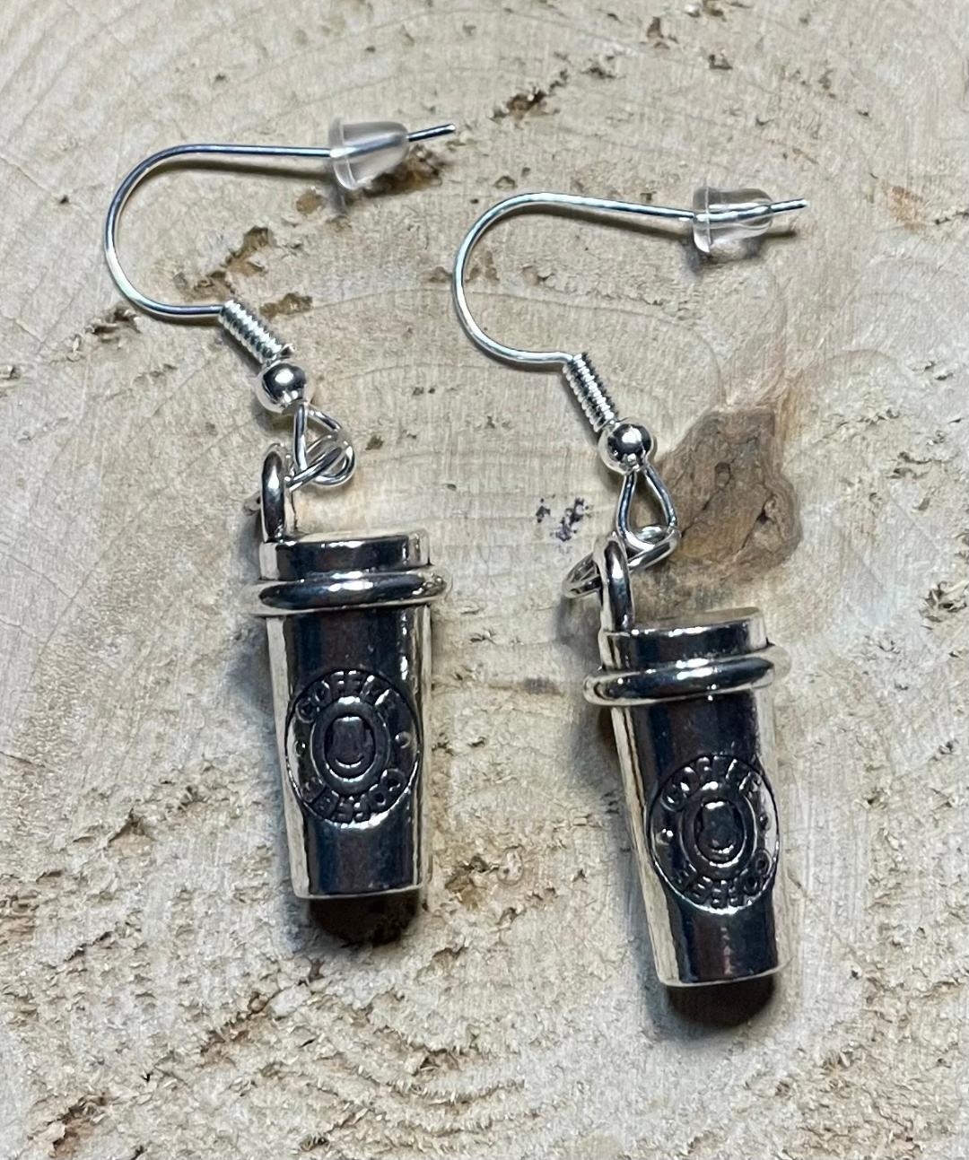 NEW Metal Alloy Coffee Cup Charm Earrings