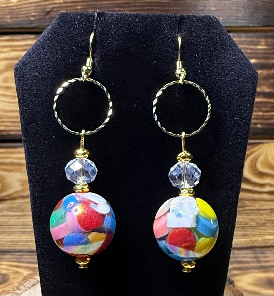 NEW Mod Style Multicolor Ball Earrings w/ Glass Beads