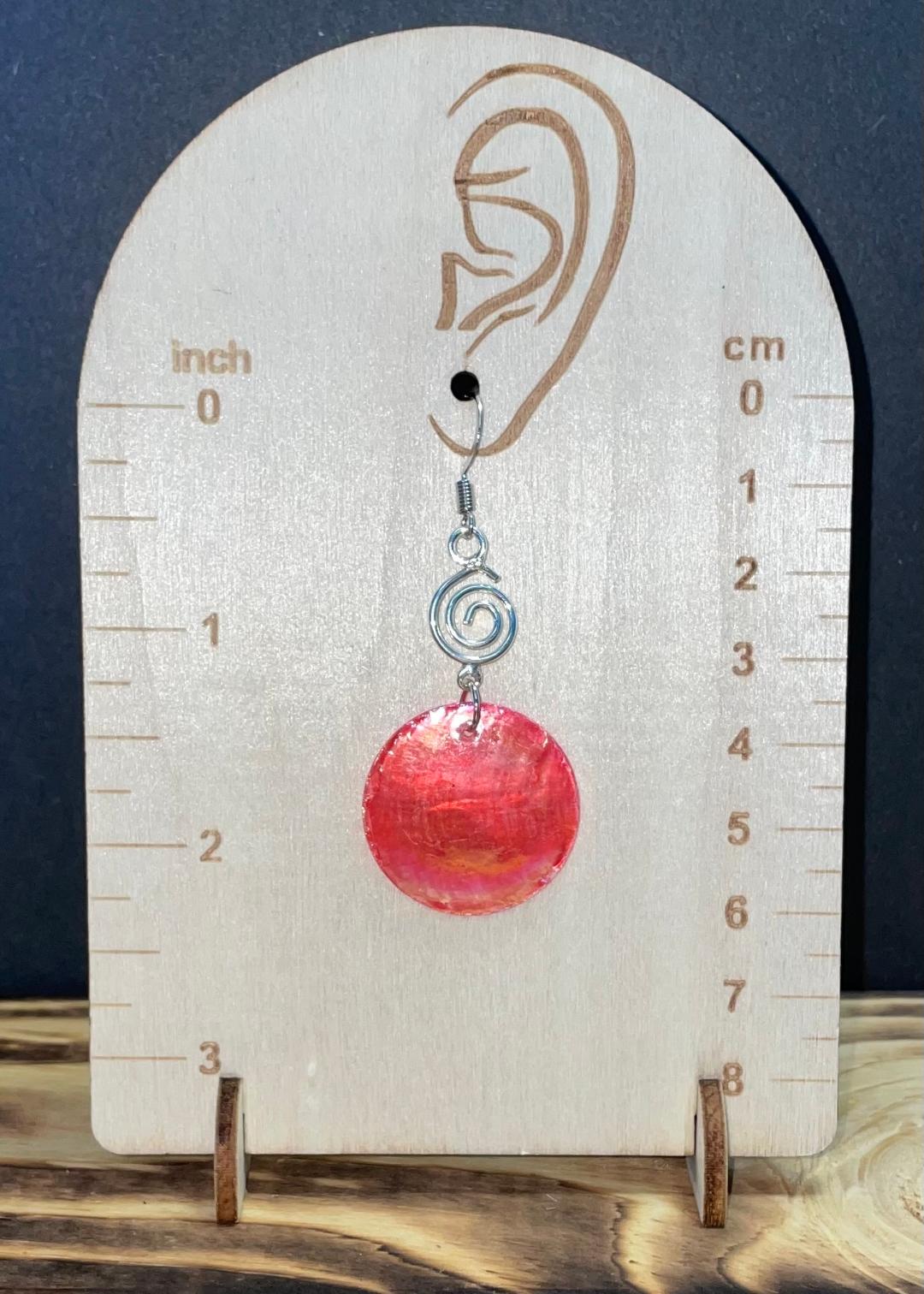 NEW Iridescent Natural Coral Pink Mother of Pearl Shell & Swirl Earrings