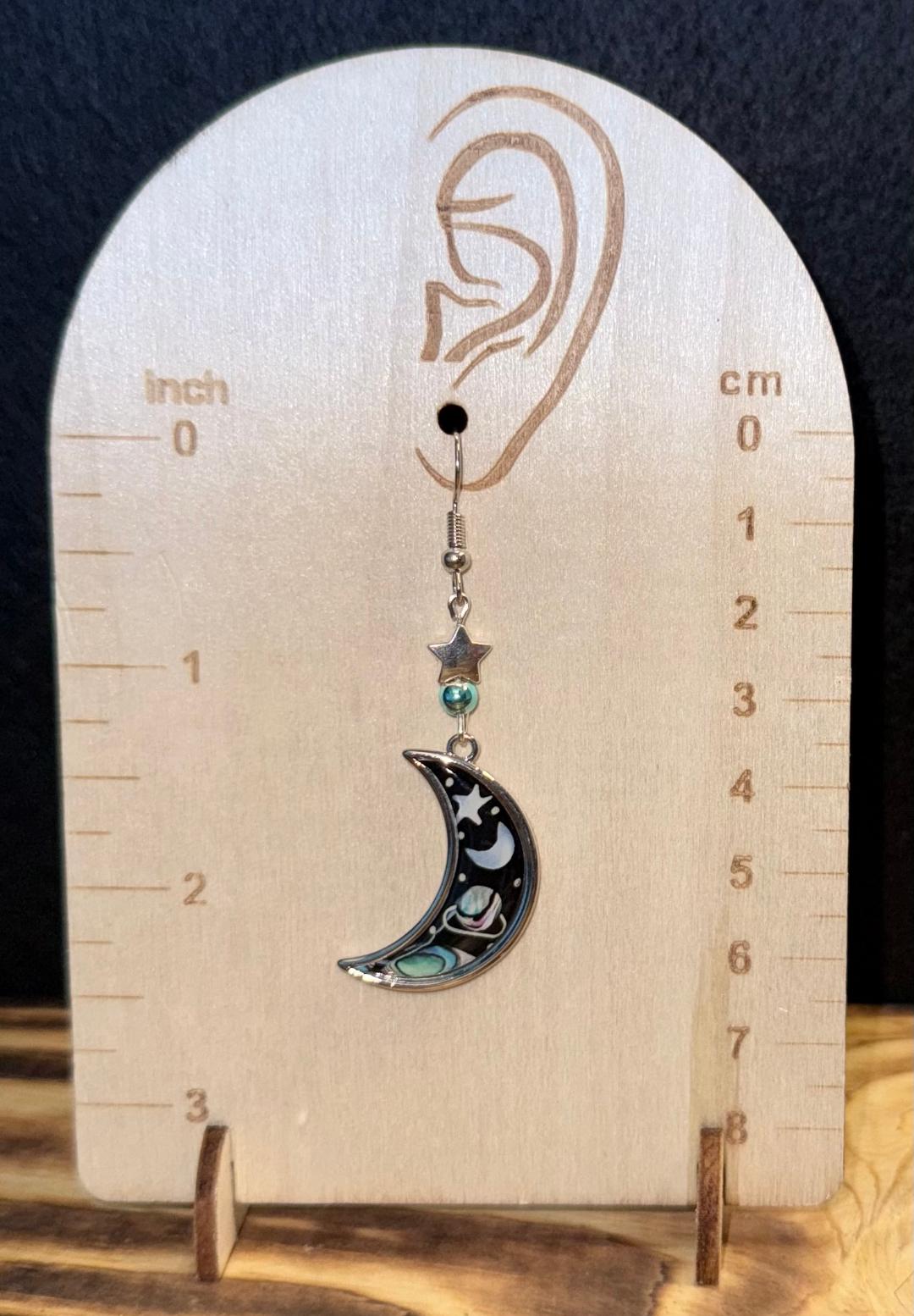 NEW Crescent Moon & Stars Drop Earrings