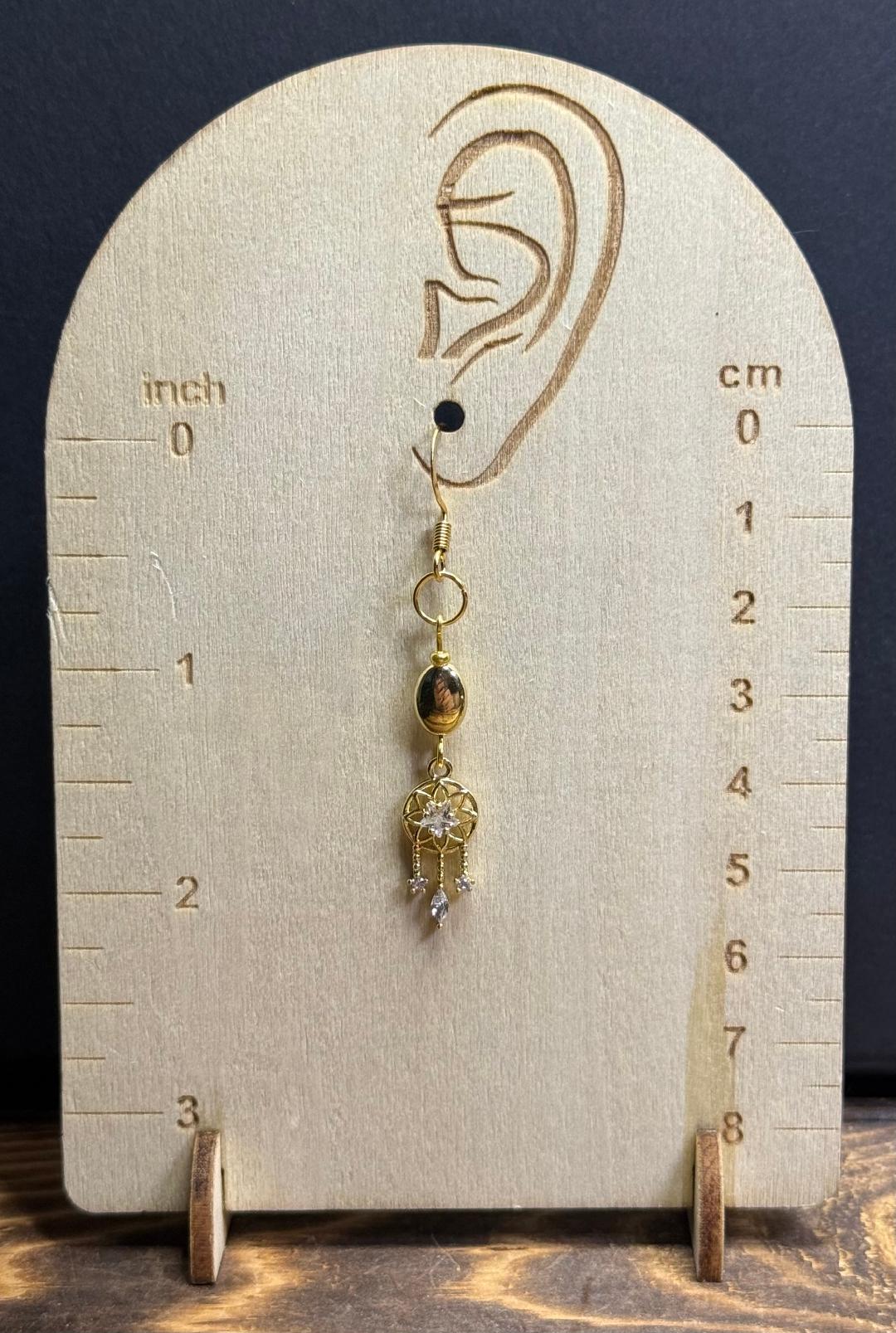 NEW Gold Alloy Dreamcatcher with Sparkling Rhinestones Earrings