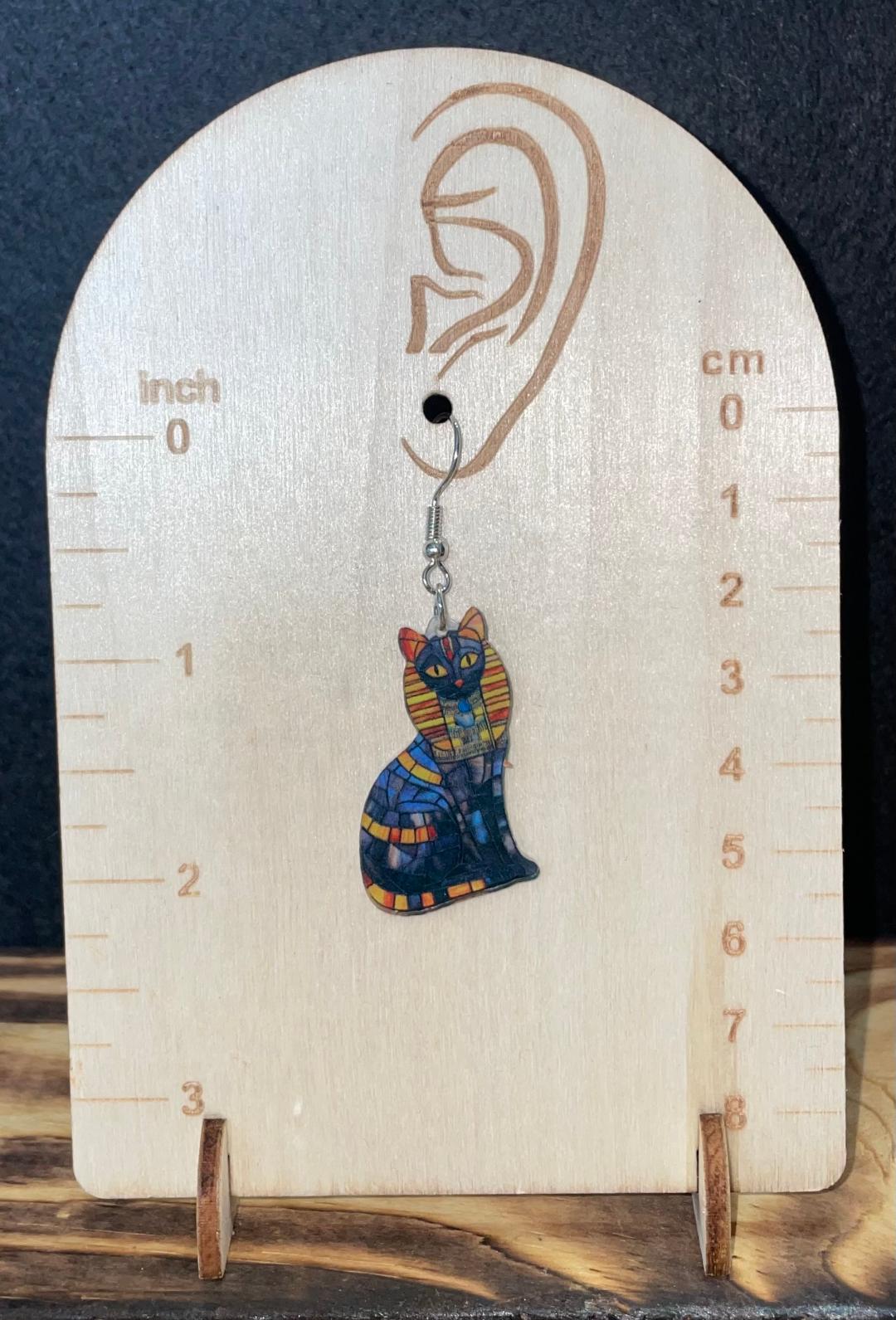 NEW Acrylic Egyptian Style Bastet Lion Cat Earrings