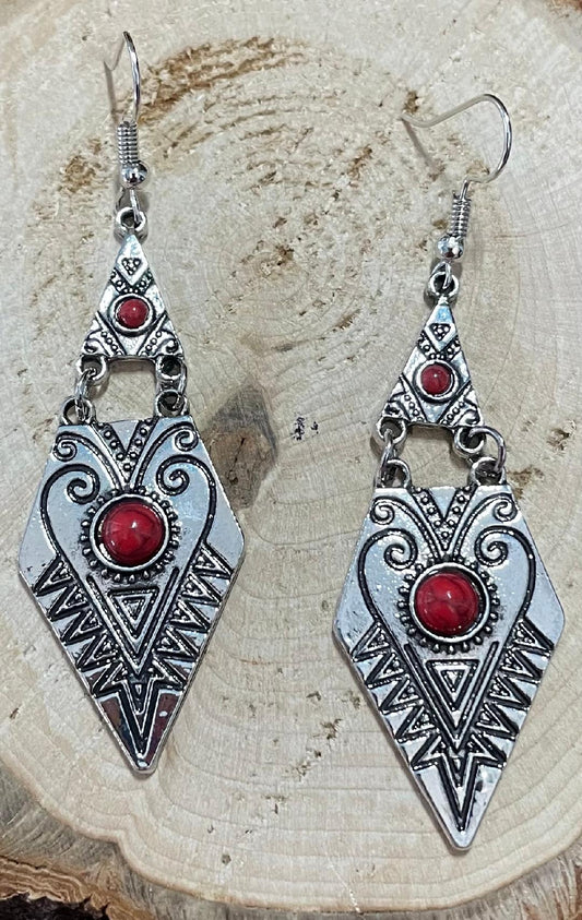 NEW Egyptian Style Red Color Center Earrings
