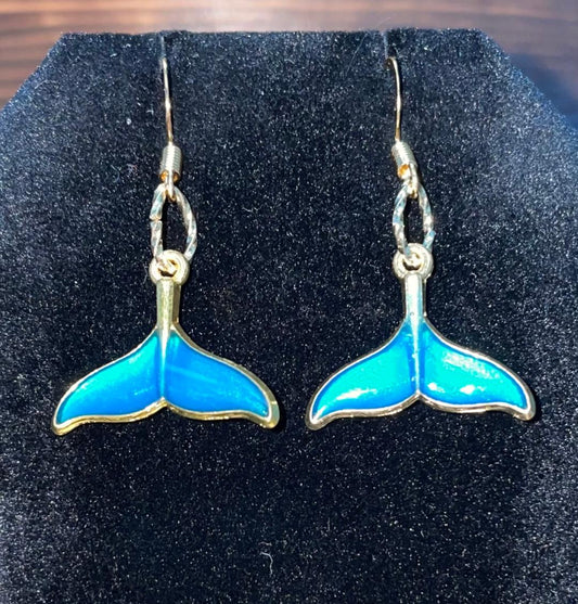 New Sweet & Vibrant Blue Green Enamel Mermaid Tail Drop Earrings