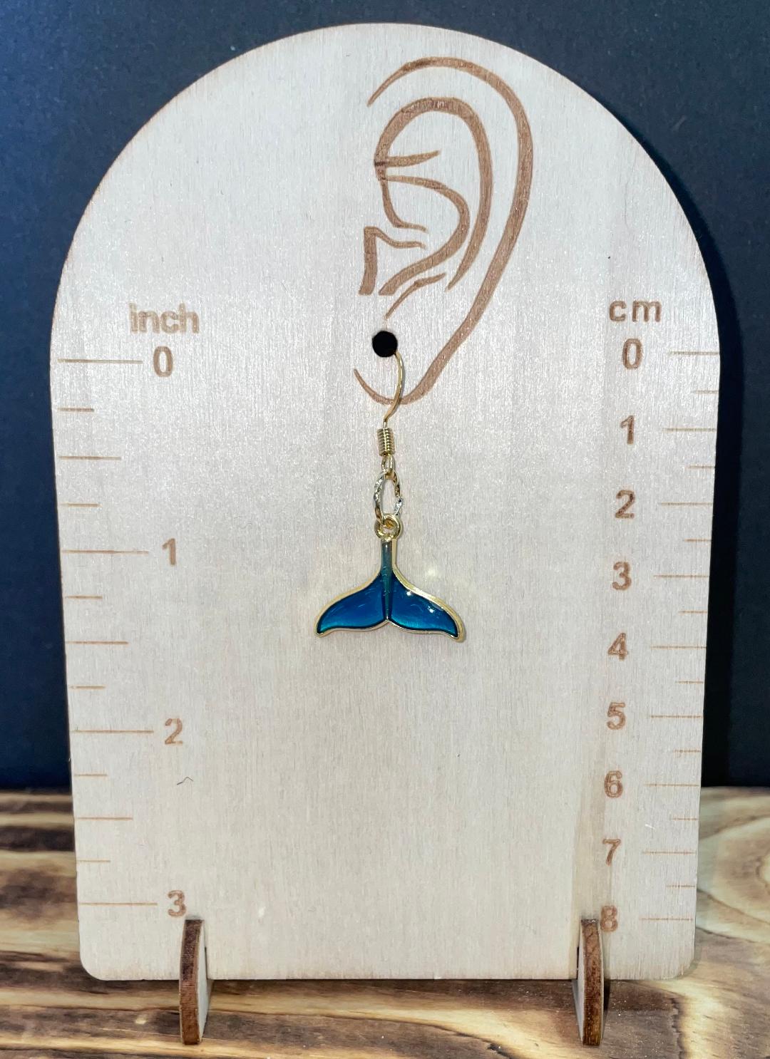 New Sweet & Vibrant Blue Green Enamel Mermaid Tail Drop Earrings