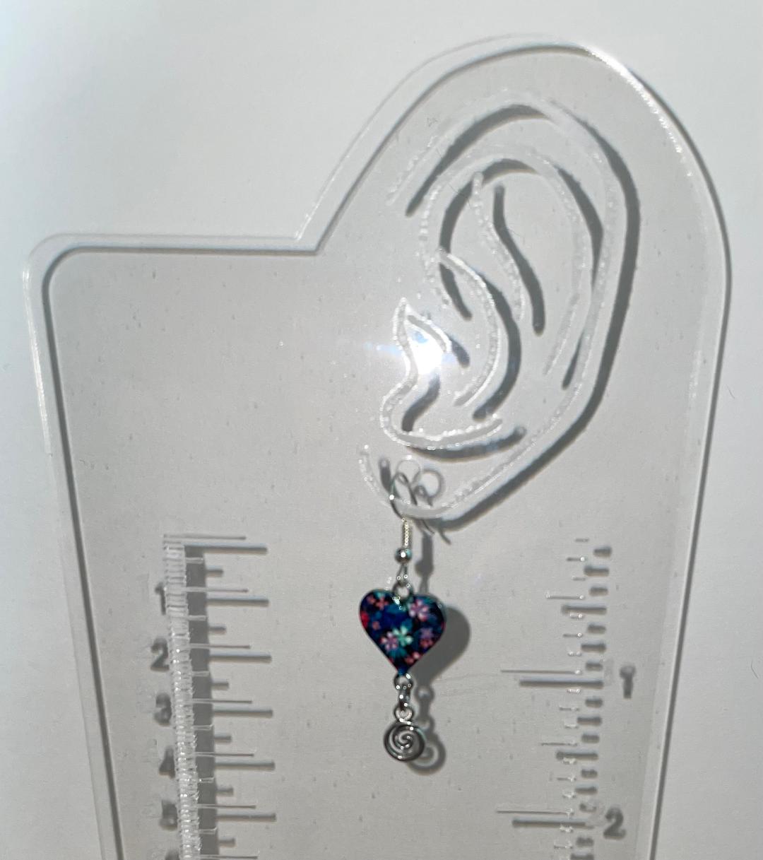 NEW Floral Enamel Heart Drop Dangle Earrings