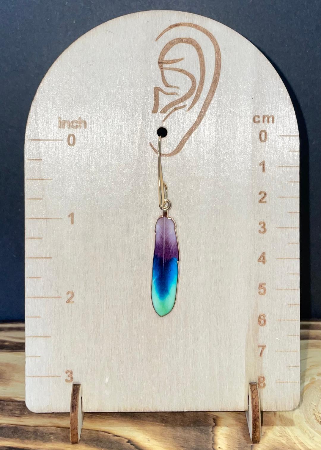 NEW Boho Chic Enamel Alloy Tie Dye Feather Earrings