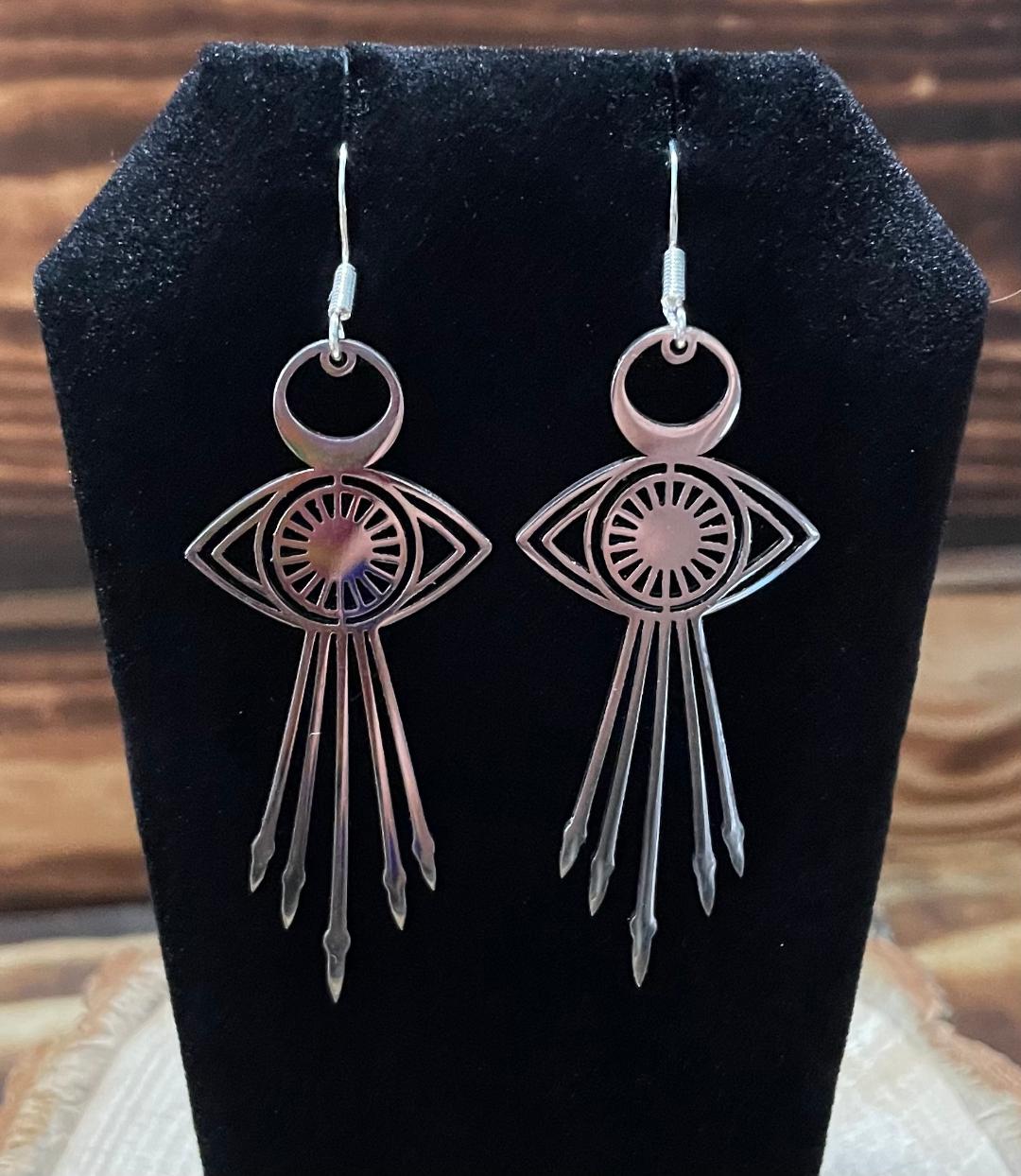 NEW Evil Eye Shooting Star Stainless Steel Earrings