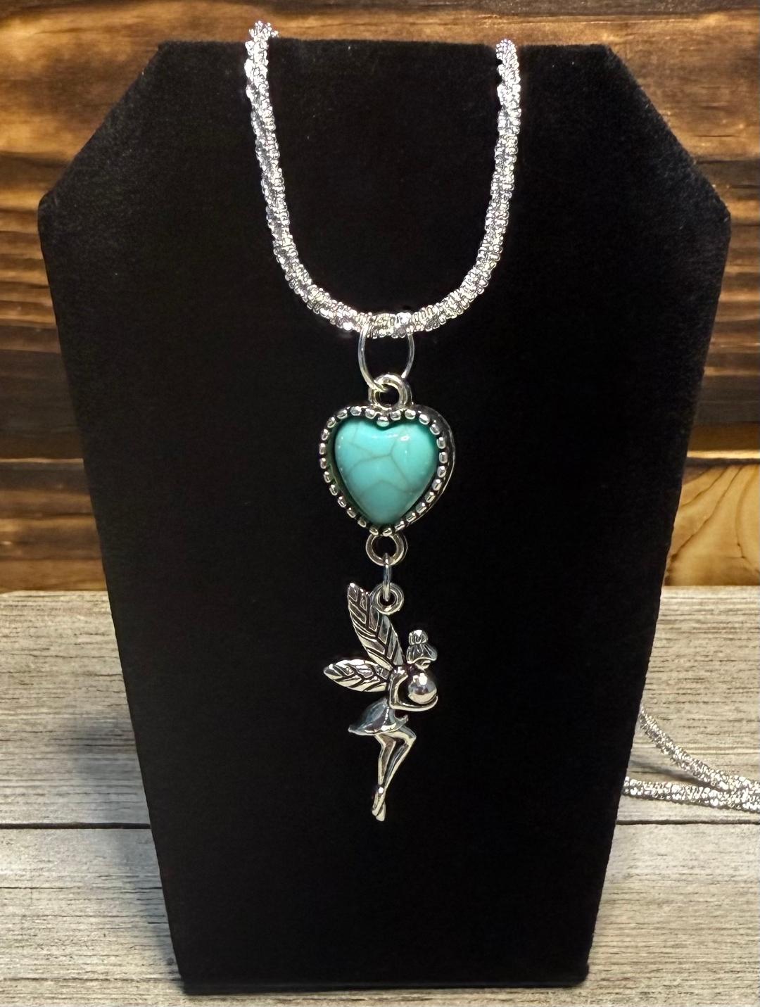 NEW 18" Fairy Necklace w/ Turquoise Color Heart Charm