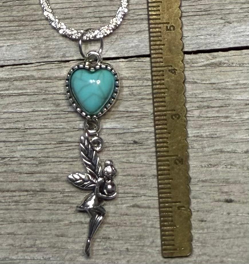NEW 18" Fairy Necklace w/ Turquoise Color Heart Charm