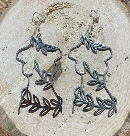 NEW Stainless Steel Hollow Female Nude Form w/ Vines Earrings