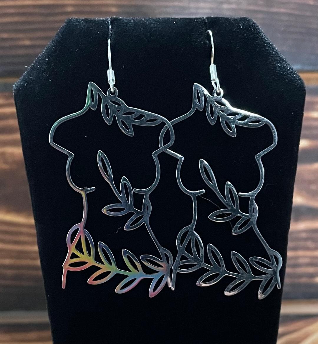 NEW Stainless Steel Hollow Female Nude Form w/ Vines Earrings