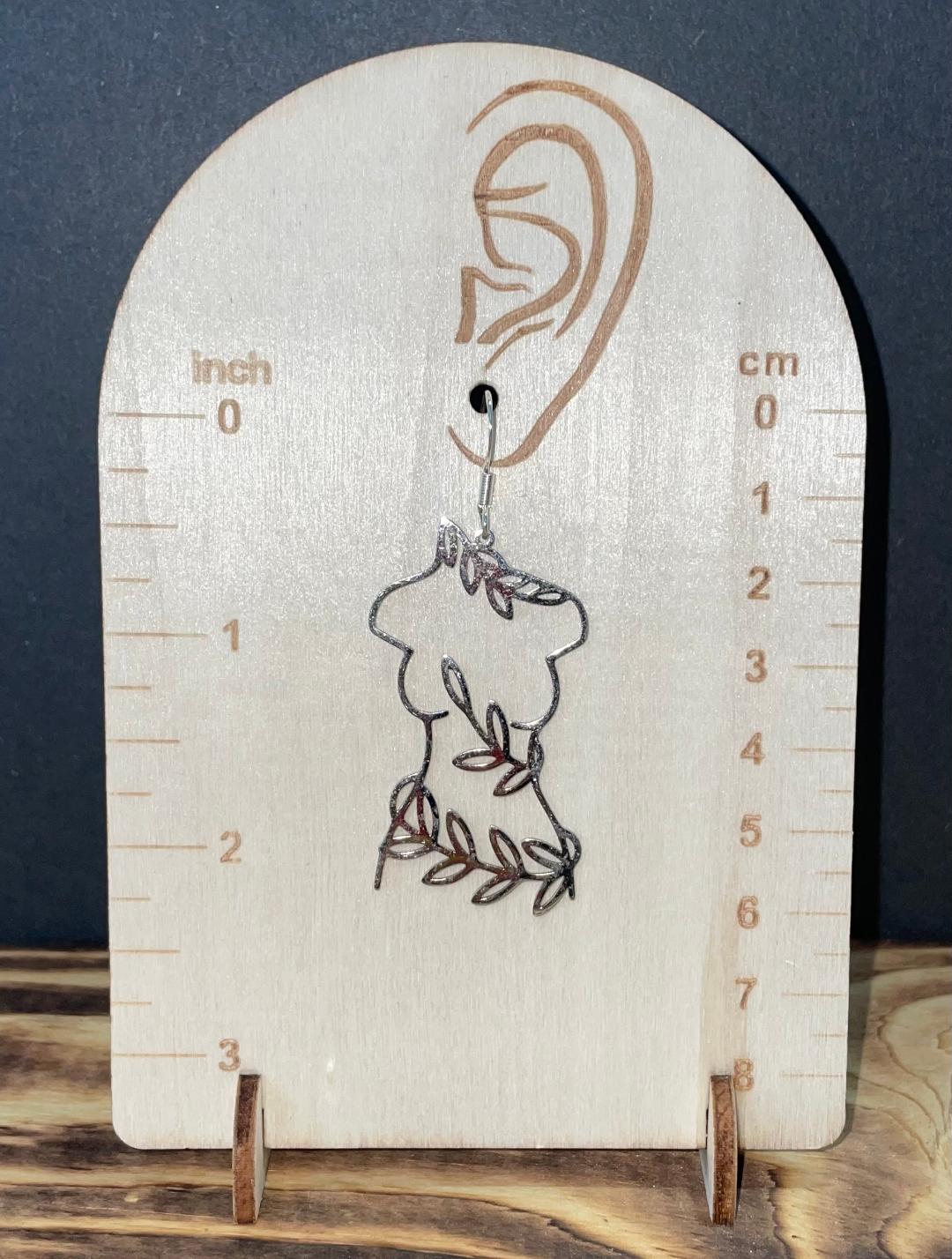 NEW Stainless Steel Hollow Female Nude Form w/ Vines Earrings