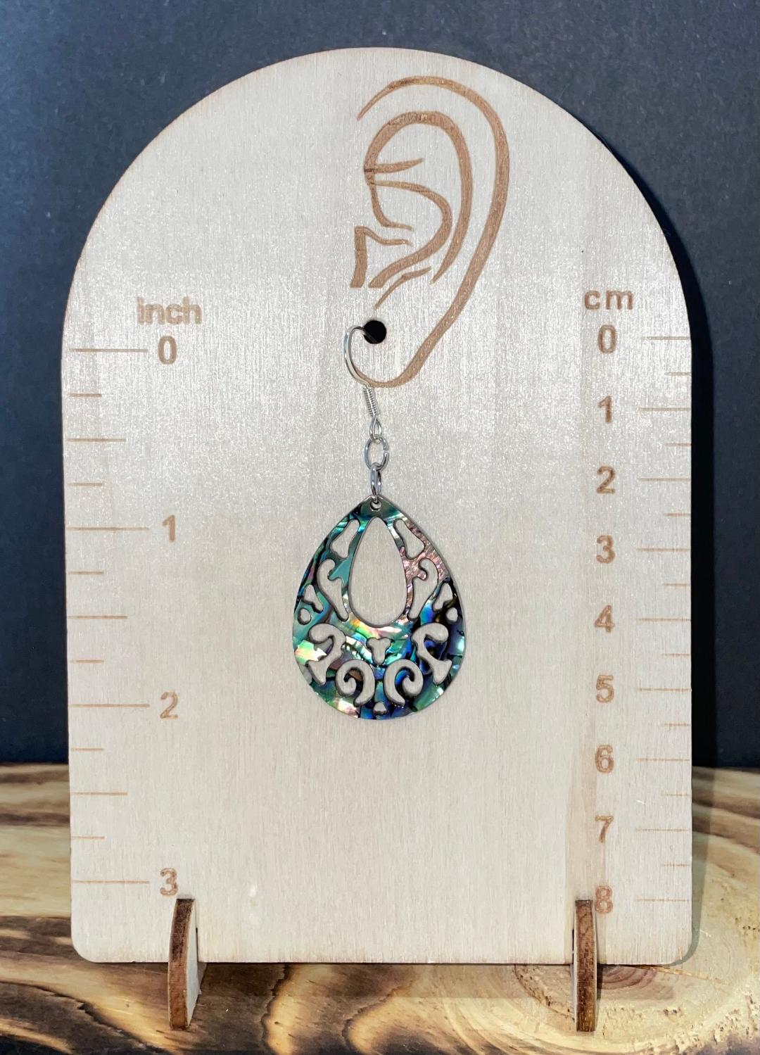 NEW Filigree Boho Abalone Finish Teardrop Earrings
