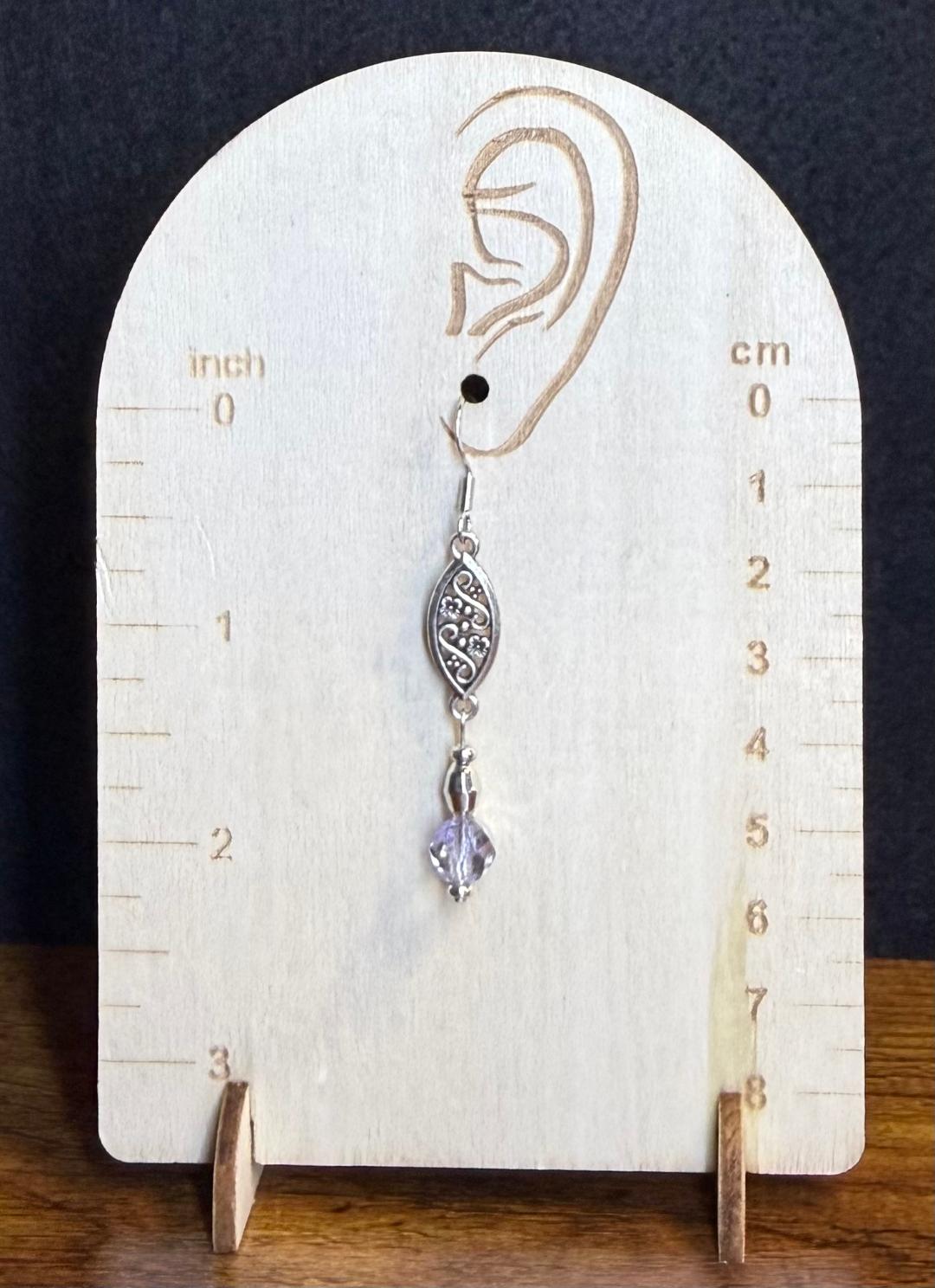 NEW Filigree Charm Earrings w/ Palest Purple Faceted Beads