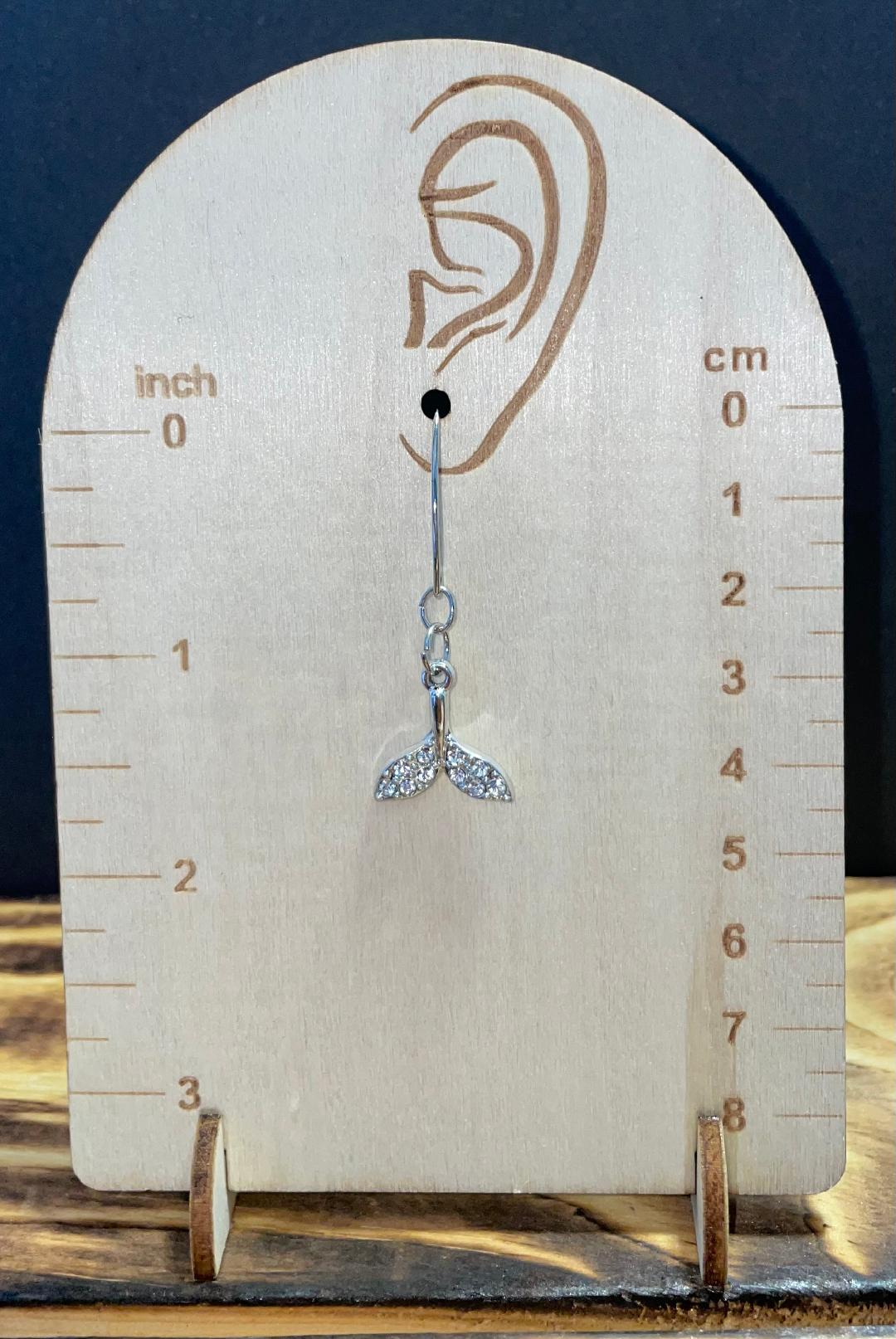 NEW Rhinestone Mermaid Fish Tail Earrings w/ French Fancy Hooks