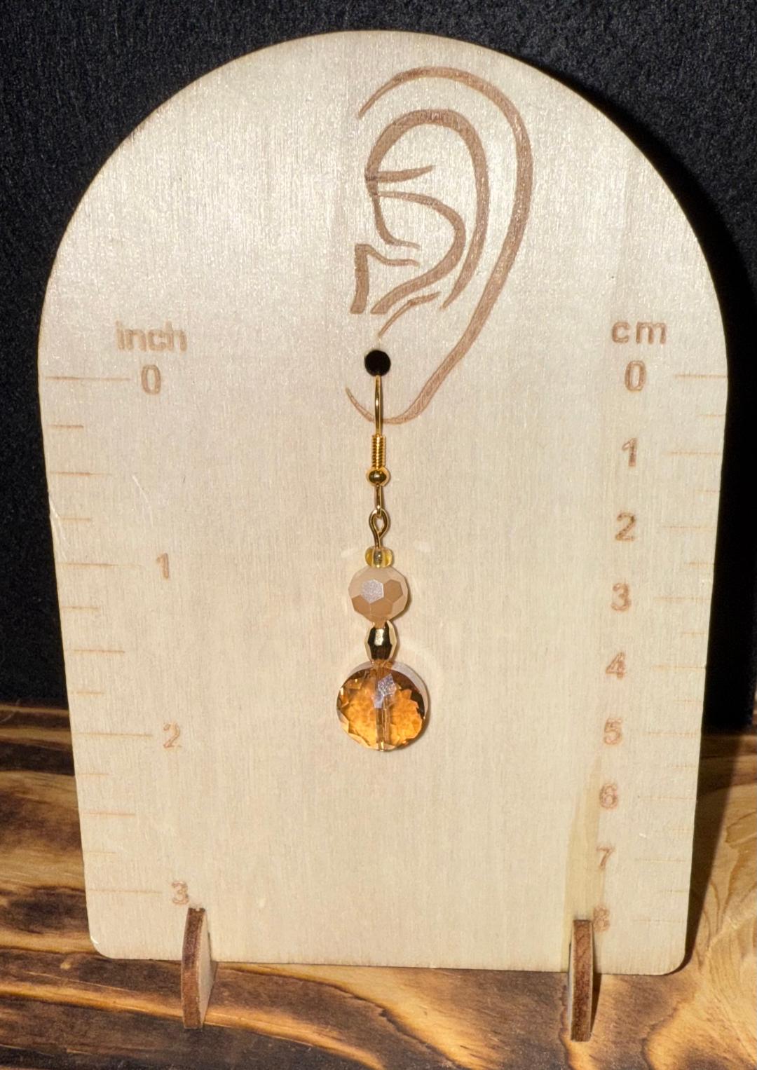 NEW Golden Beige Faceted Glass Beaded Earrings