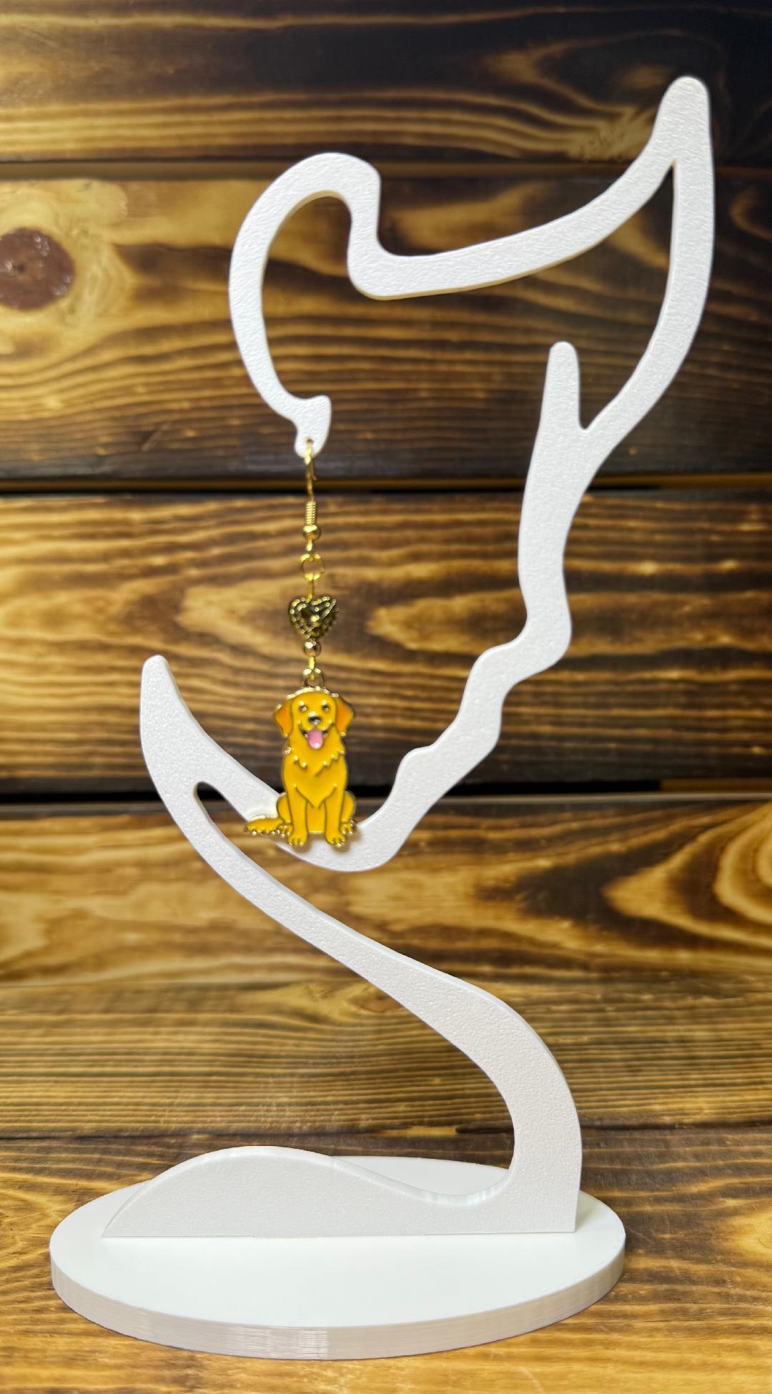 NEW Happy Dog Charm Earrings w/ Filigree Heart Beads