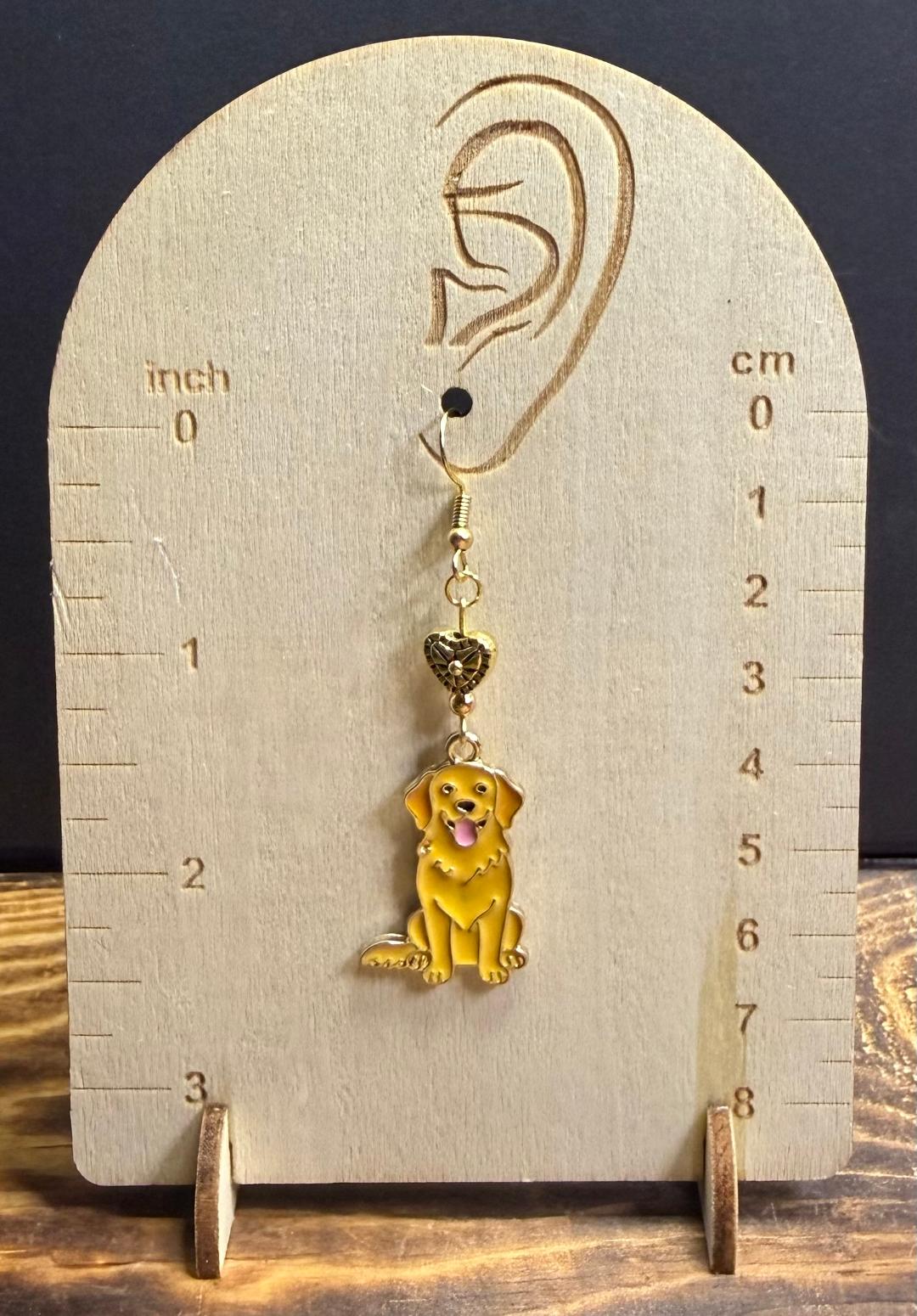 NEW Happy Dog Charm Earrings w/ Filigree Heart Beads