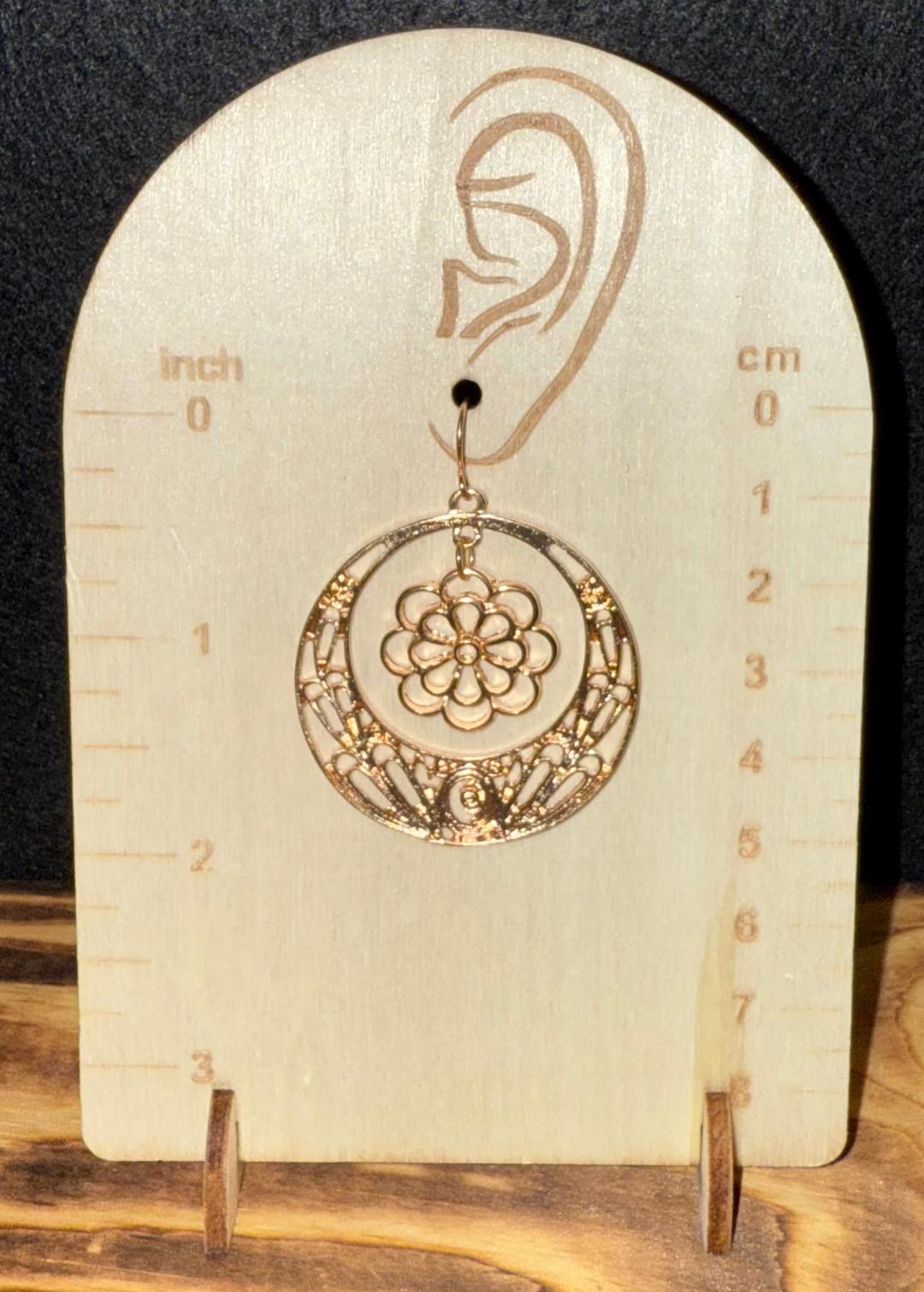 NEW Boho Chic Floral Filigree Circle Drop Earrings