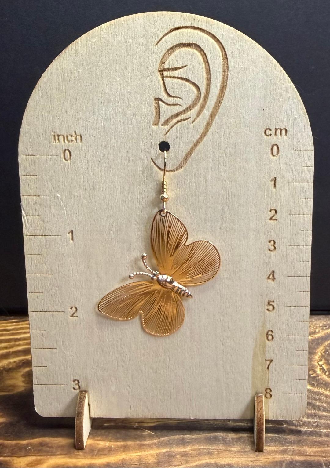 NEW Detailed & Light Gold Butterfly Earrings