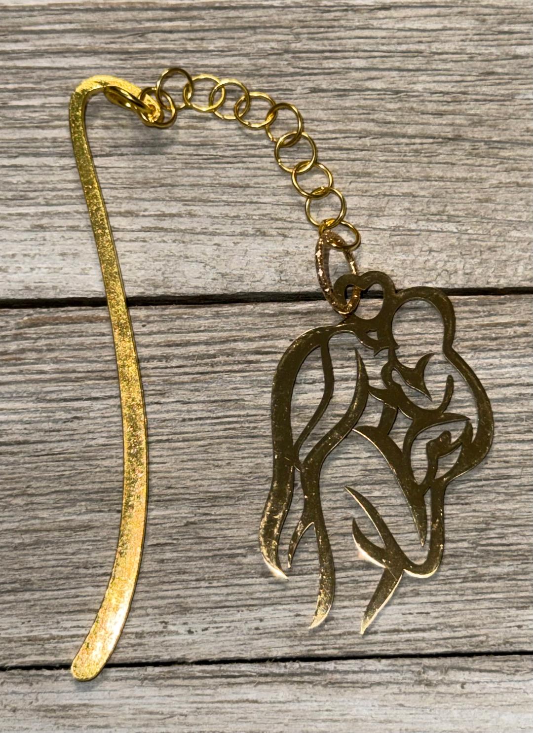 NEW Mother & Child Silhouette Stainless Steel Gold Bookmark