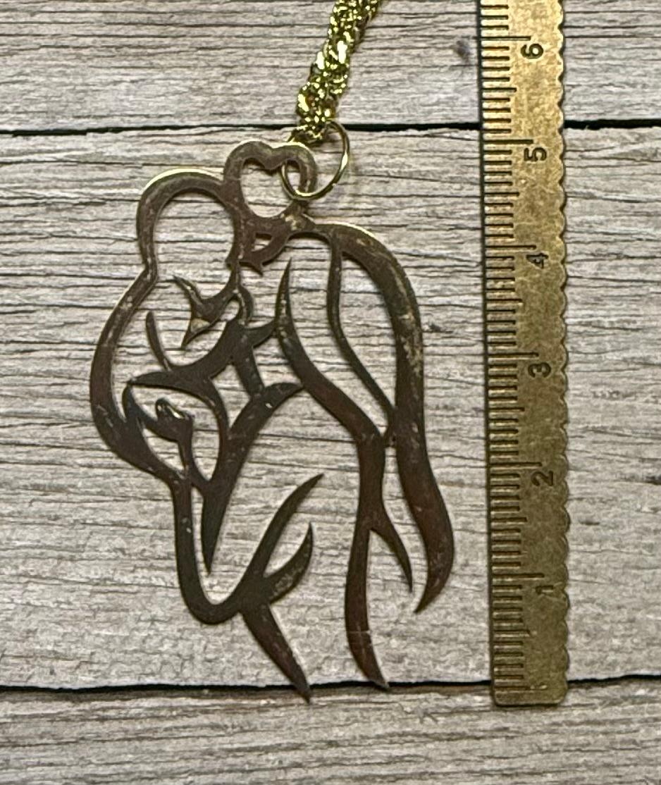 NEW 18" Gold Plated Chain Necklace w/ Mother Child Silhouette Charm