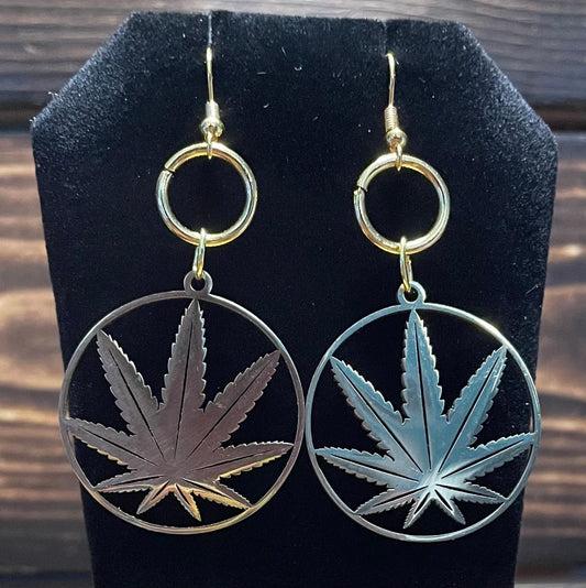NEW Stainless Steel Hollow Gold Leaf Charm Earrings